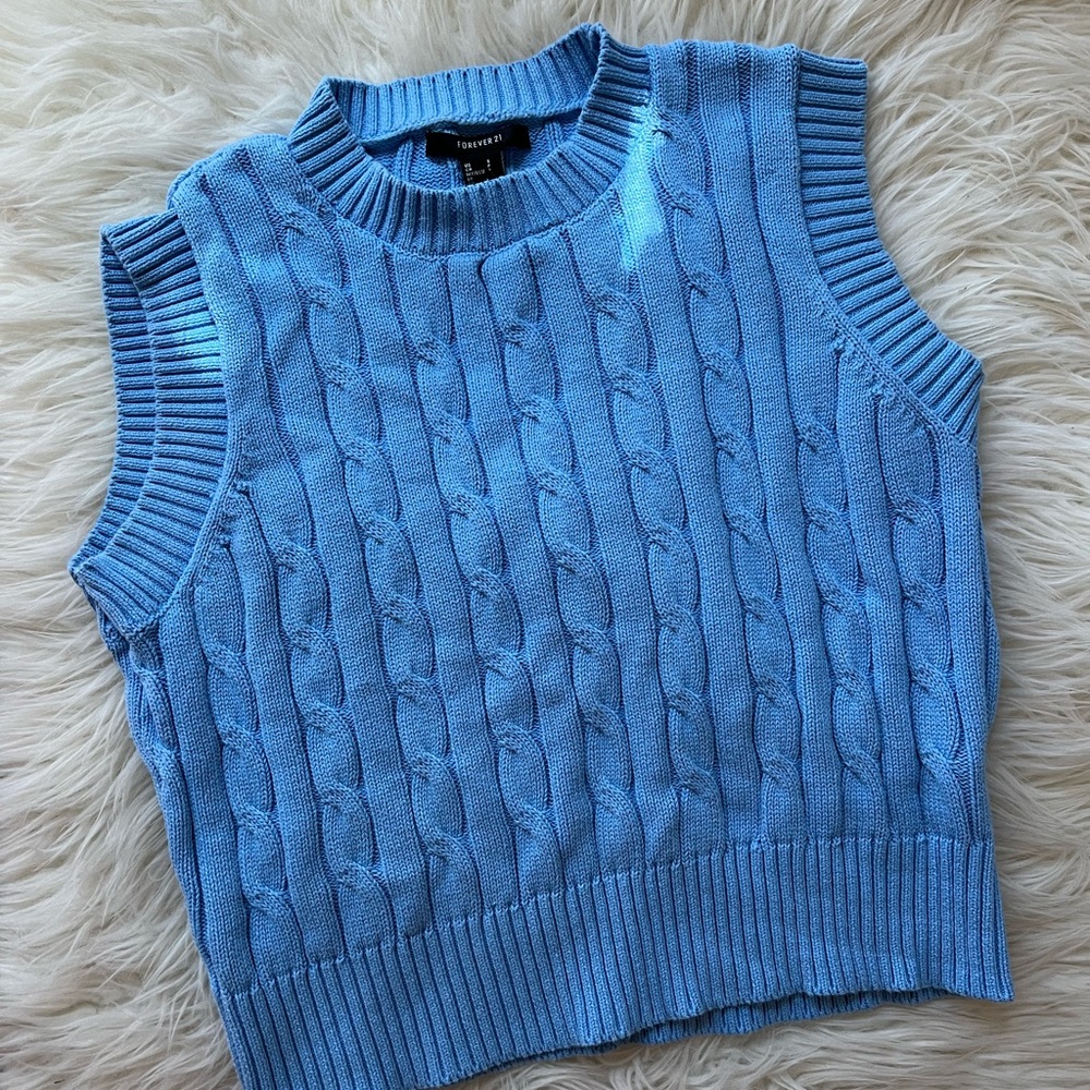 Forever 21 Sky Blue Sweater Vest S